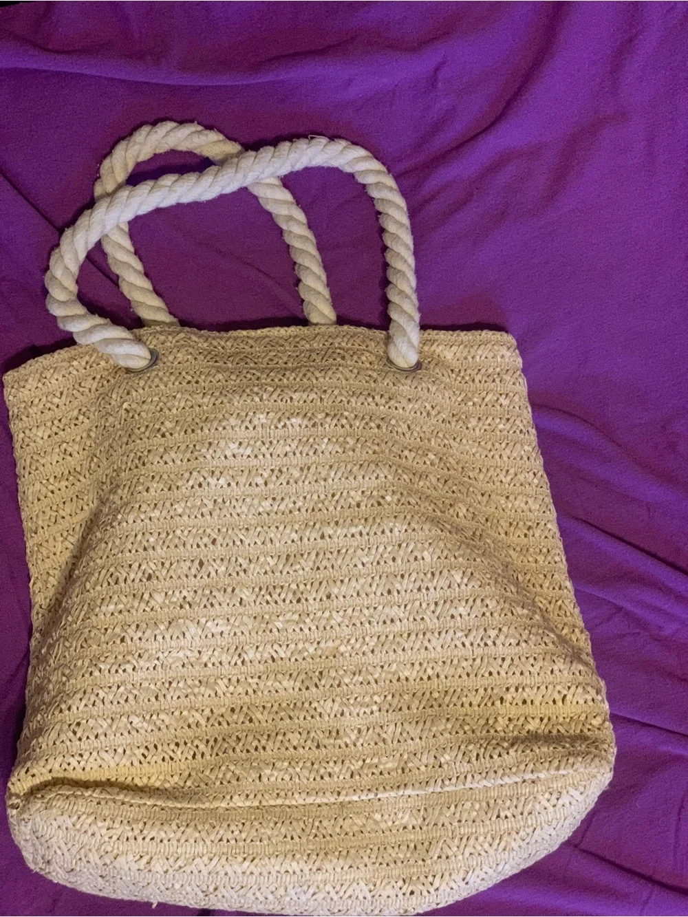 Cat & Jack Woven Straw Tote Bag - Natural w/ Pastel Hearts